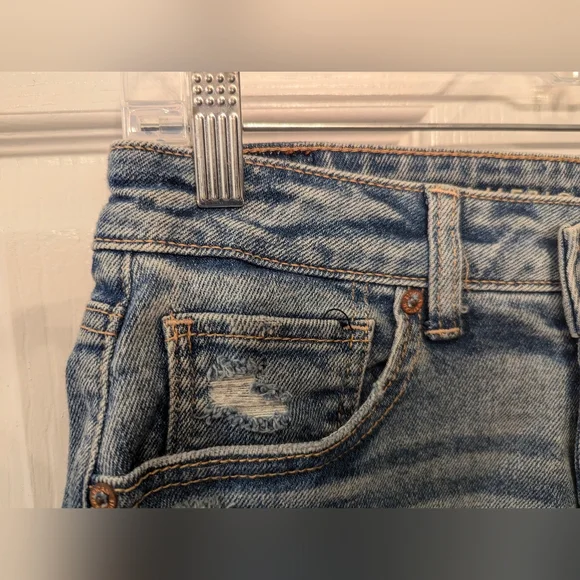 American Eagle Mom short distress ripped blue beach boho jean denim Short sz 6 t - Picture 4 of 8